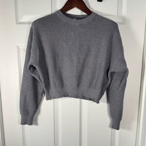 Stone + Sage Cropped Ribbed Charcoal Gray Long Sleeve Sweater Size Small